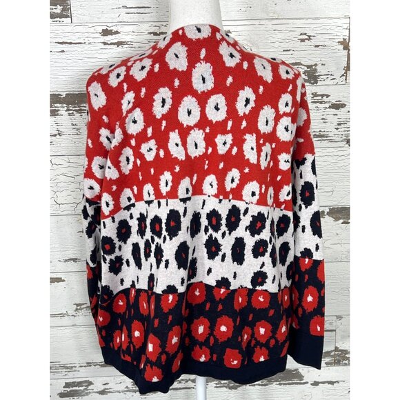 CABI Upbeat Cardigan Red White Cream Sz L #6163 EUC - Picture 4 of 5